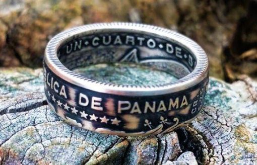Panama Silver Quarter Balboa Coin Ring
