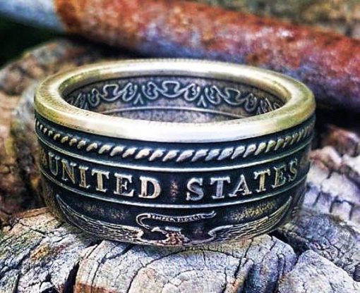Semper Fidelis U.S. Marine Corps Silver Coin Ring